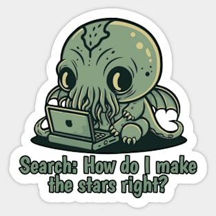 Chibi Cthulhu Programmer - How do I make the stars right? Sticker